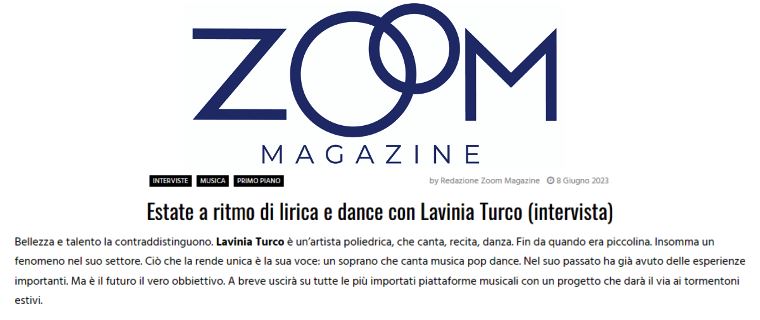 ZOOM Magazine intervista la cantante Lavinia Turco